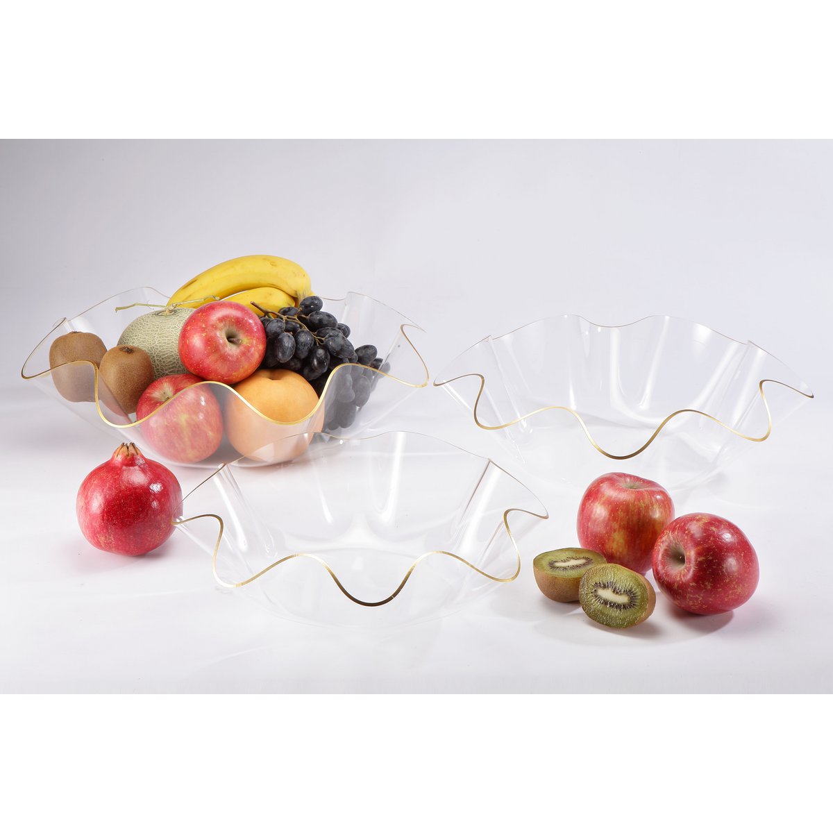 Acryl fruit gesneden 40 cm gouden rand