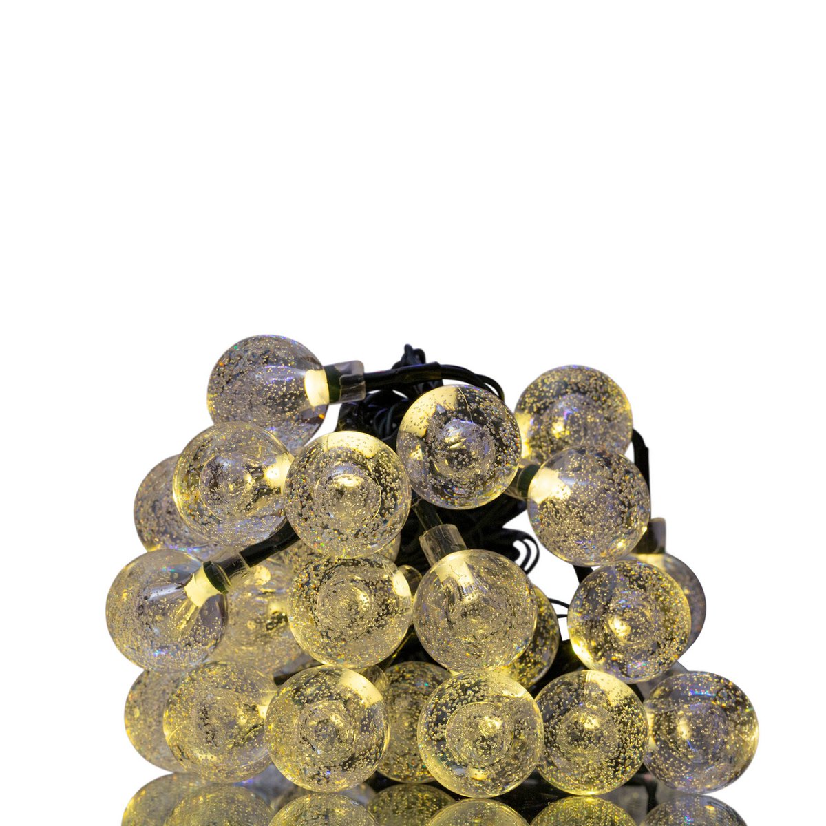 Buiten lichte keten met decoratieve ballen in glazen look, 868 cm lang, warm wit,