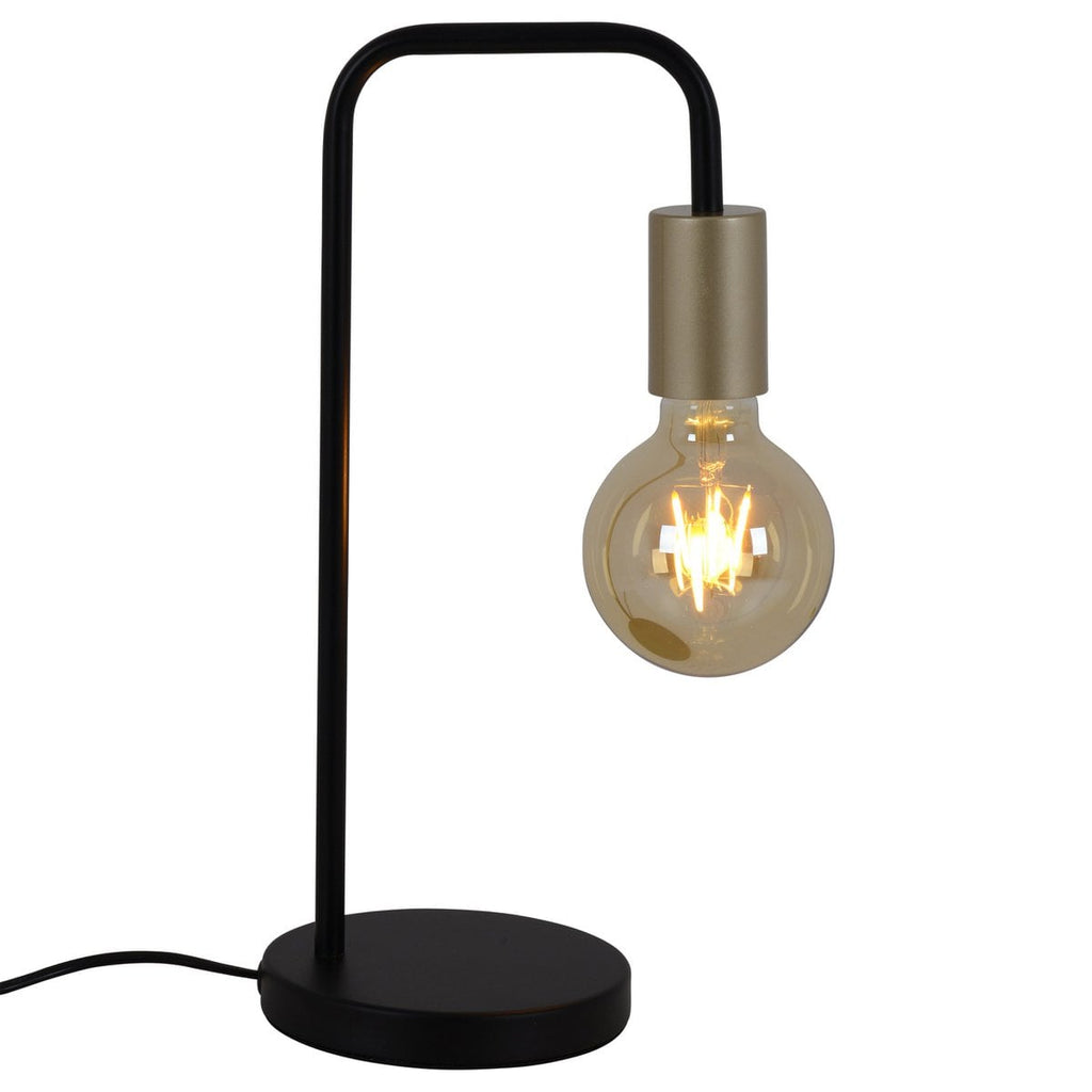 Liv · Houten tafellamp met linnen kap — zwart