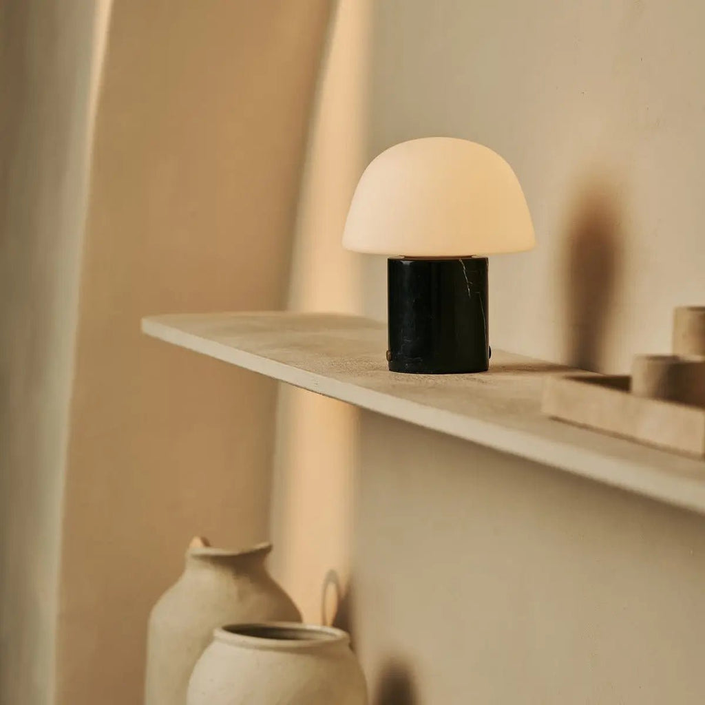 Maes Black / Nero Marquina - Elegante marmeren oplaadbare tafellamp, tot 100 uur verlichting, stijlvol en functioneel