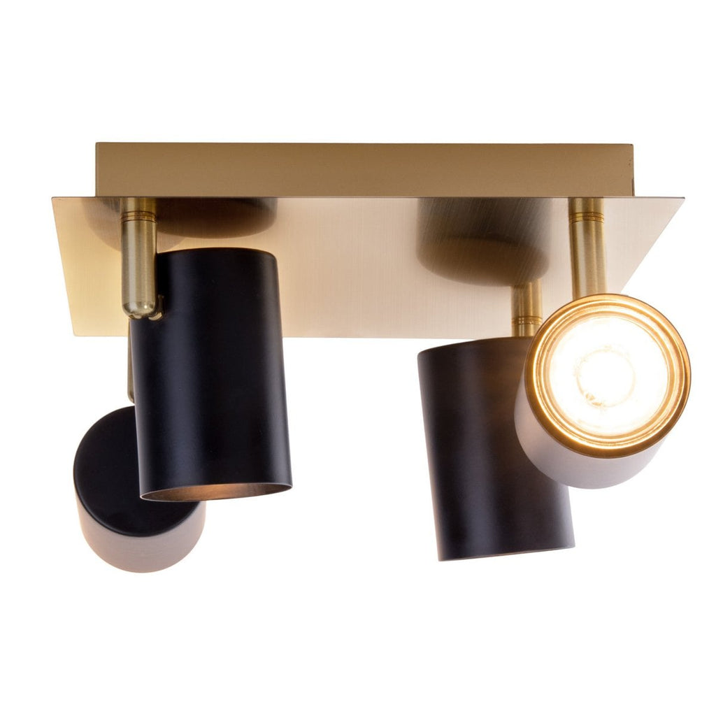 4 muur- en plafondlampen "Frida" in metalen zwart / goud, plafond schijnwerpers, GU10, plafondlamp voor eetkamer, woonkamer, gang of kantoor, 22 x 22 cm