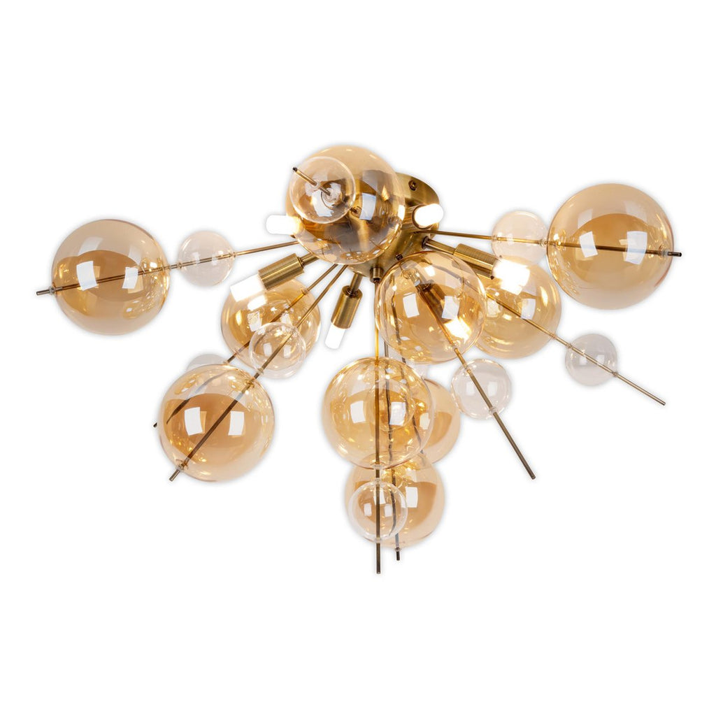 Plafondlamp "explosie" Amber gemaakt van metaal en glas, G9 -versies, plafondlamp voor eetkamer, woonkamer, gang of kantoor, Ø57 cm