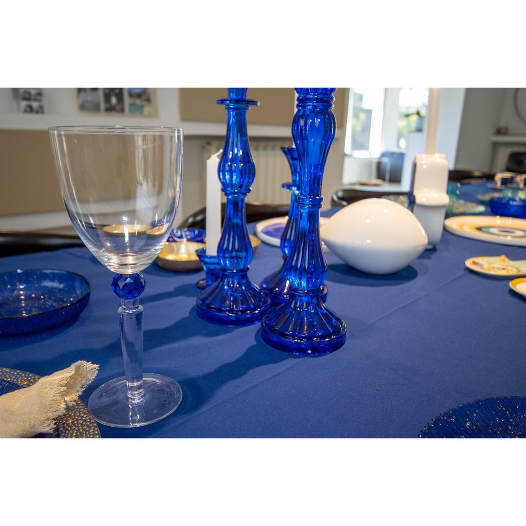 Wijnglazen met blauwe diamantvoet - veel van 4