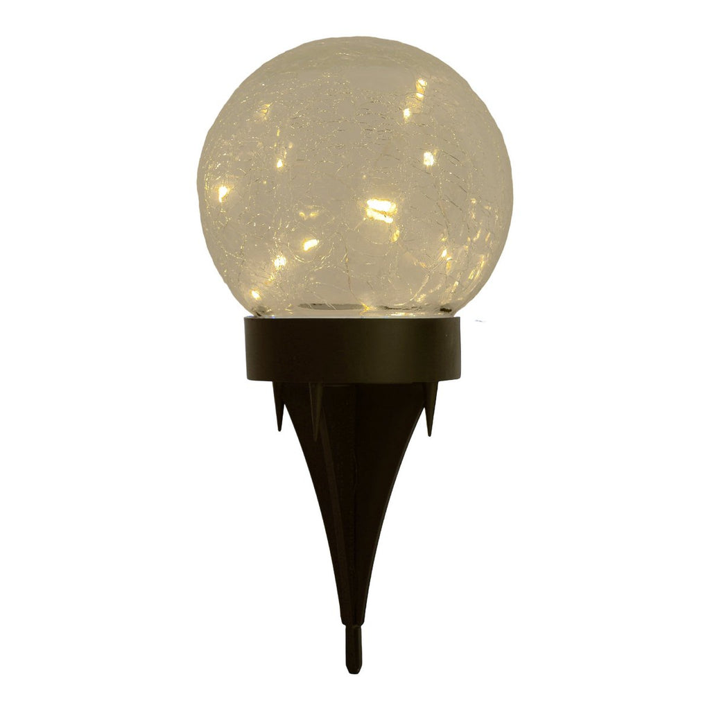 3 Set LED LED Solar Table Lamp/Aand Skeer "Crackle" Ø 12 cm, voor buiten, taflamp-plastic en glas, wit, met geïntegreerde LED