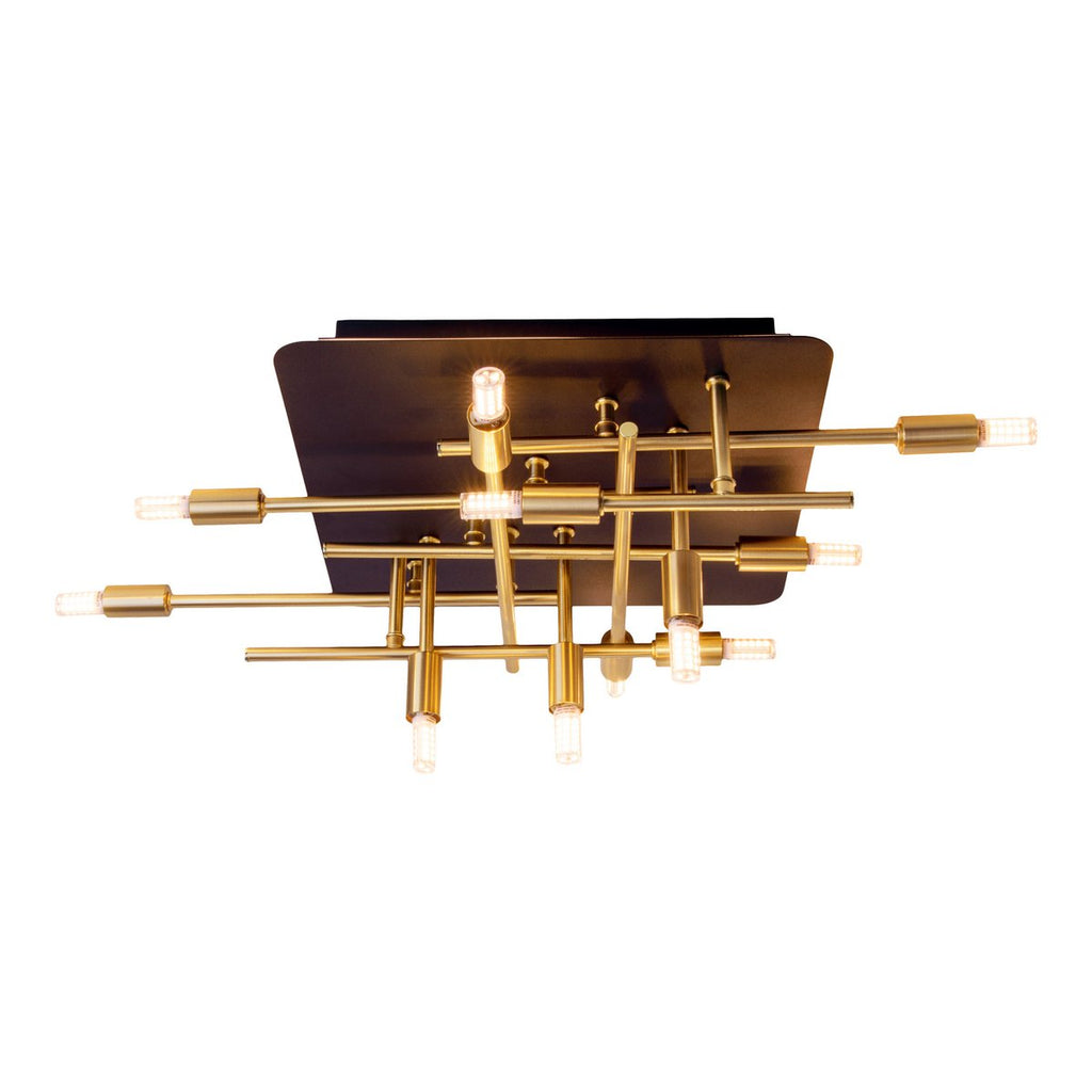 LED -plafondlamp "Ancona" met achtergrondverlichting gemaakt van metaal in zwart en messing, G9 -versies, lamp voor woonkamer, eetkamer, gang en kantoor, ca.