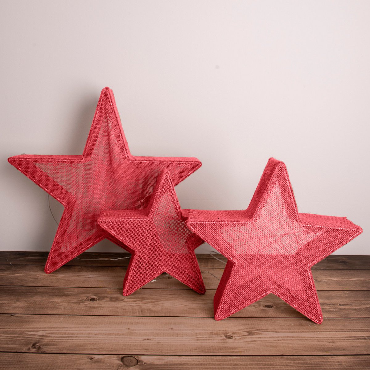 3 Set LED Decoration Christmas Stars Rood