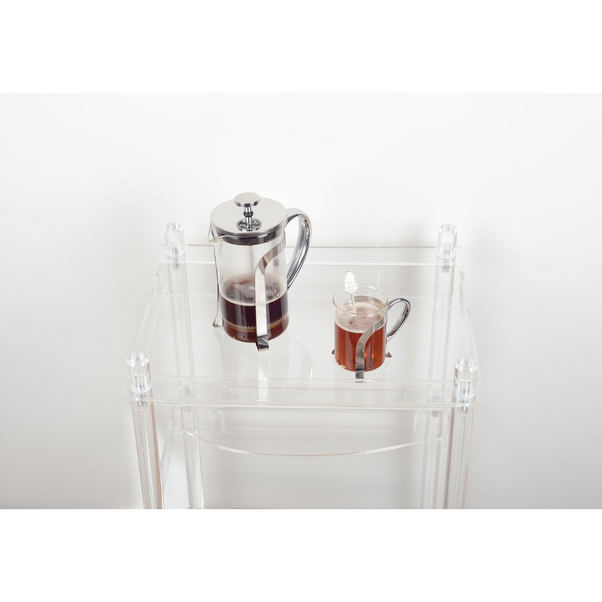 Glazen bekers met zilveren metalen decoratie - set van 2