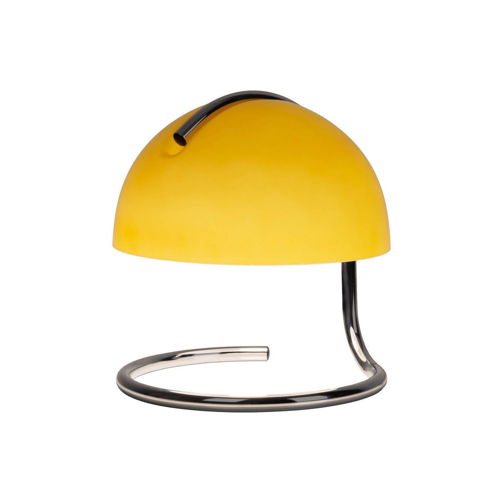 Liv · Houten tafellamp met linnen kap — chroom