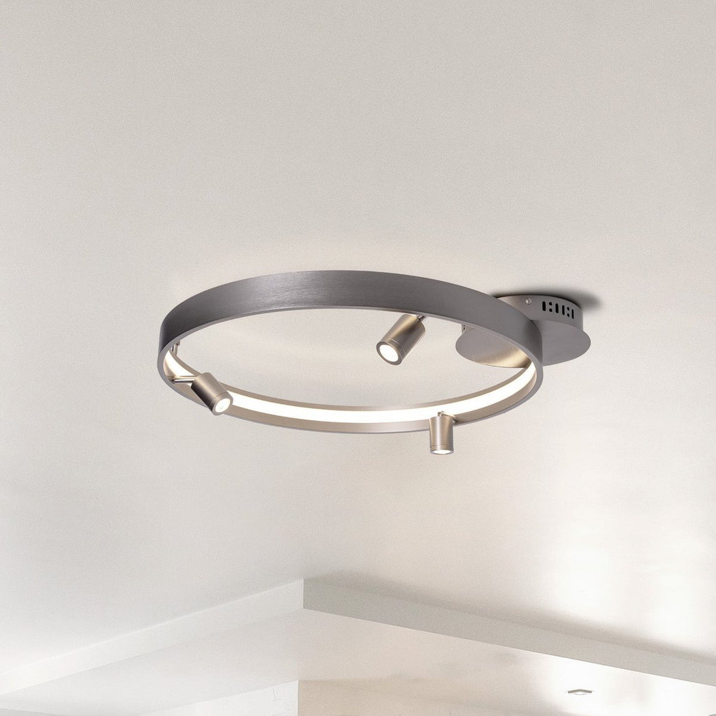 LED -plafondlamp "Tristan", moderne metalen plafondlamp en plastic in stalen blanco, de LED's zijn stevig geïnstalleerd. Met ongeveer 58 cm Øthie ideale verlichting voor woonkamer, eetkamer of keuken.