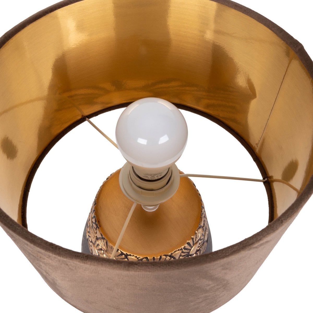 Liv · Oplaadbare houten tafellamp met leren band — grijs