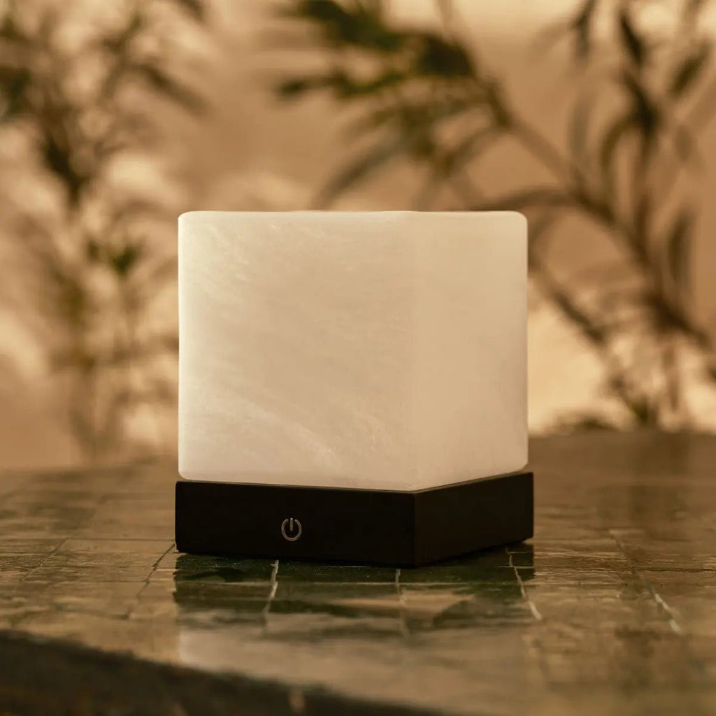 YCE Black Draadloze houten lamp met bevroren glas-oplaadbare, dimbare, 100-uur batterij