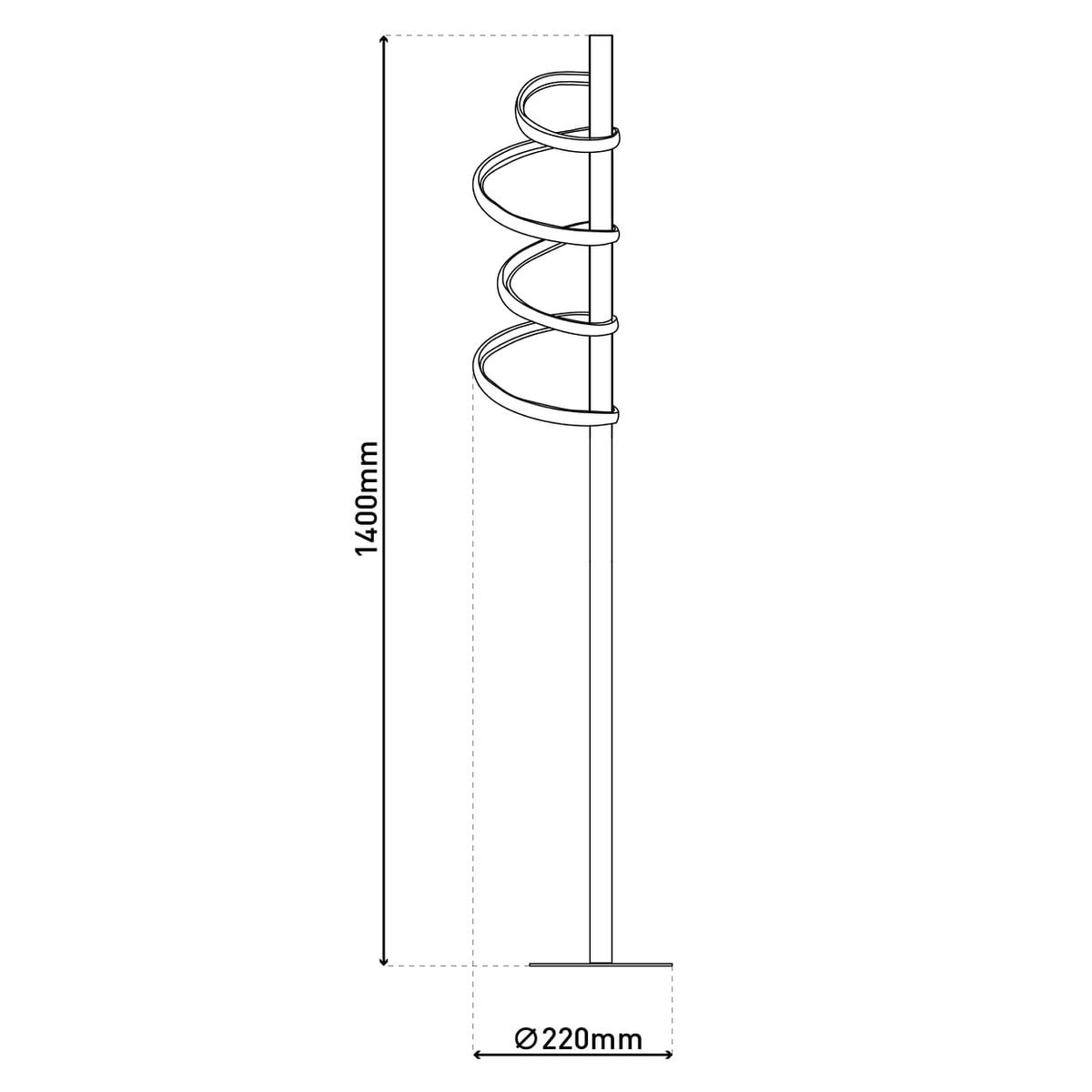 LED staande lamp "Belleza", moderne metalen vloerlamp en plastic in zwart, goud en wit, met stevig ingebouwde LED's, 140 hoog, verlichting voor woonkamer, eetkamer, slaapkamer of kantoor.