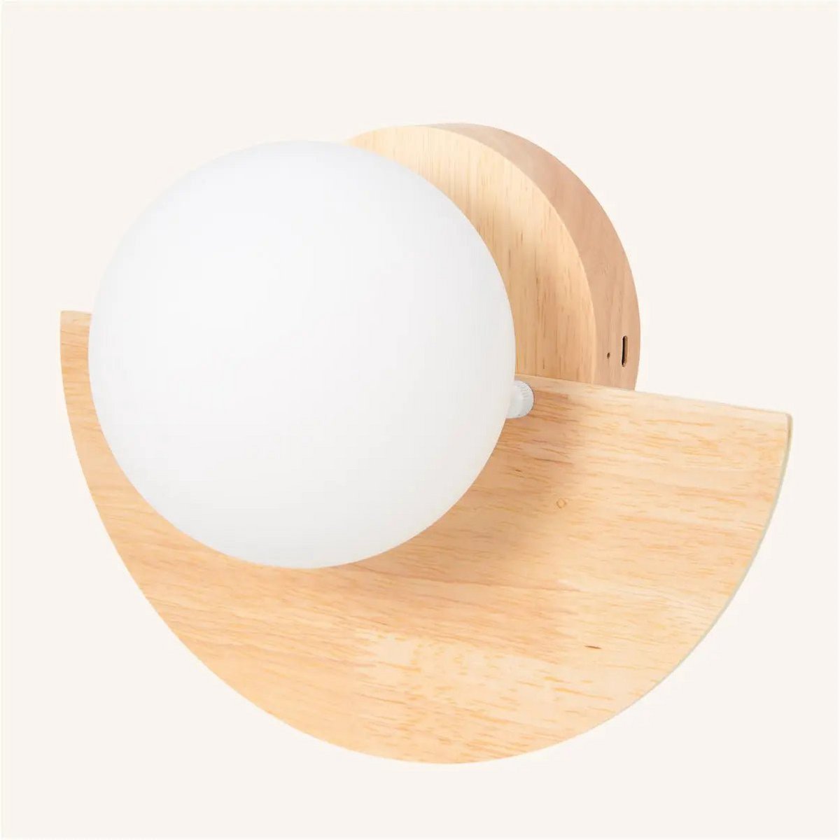 Kane lichtbruine draadloze wandlamp – oplaadbare lamp van hout en glas