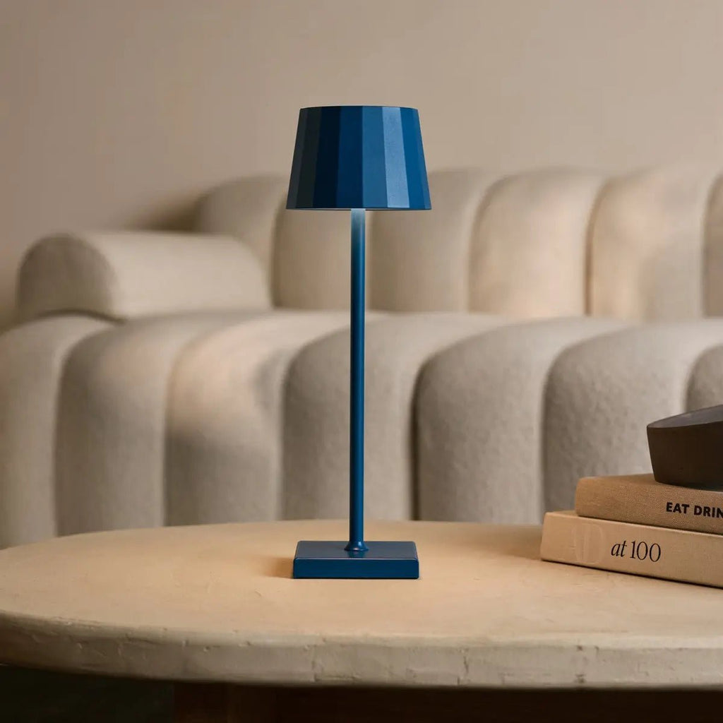 William Delftware blauwe oplaadbare ijzeren tafellamp – dimbaar, opladen via USB-C, 120 uur