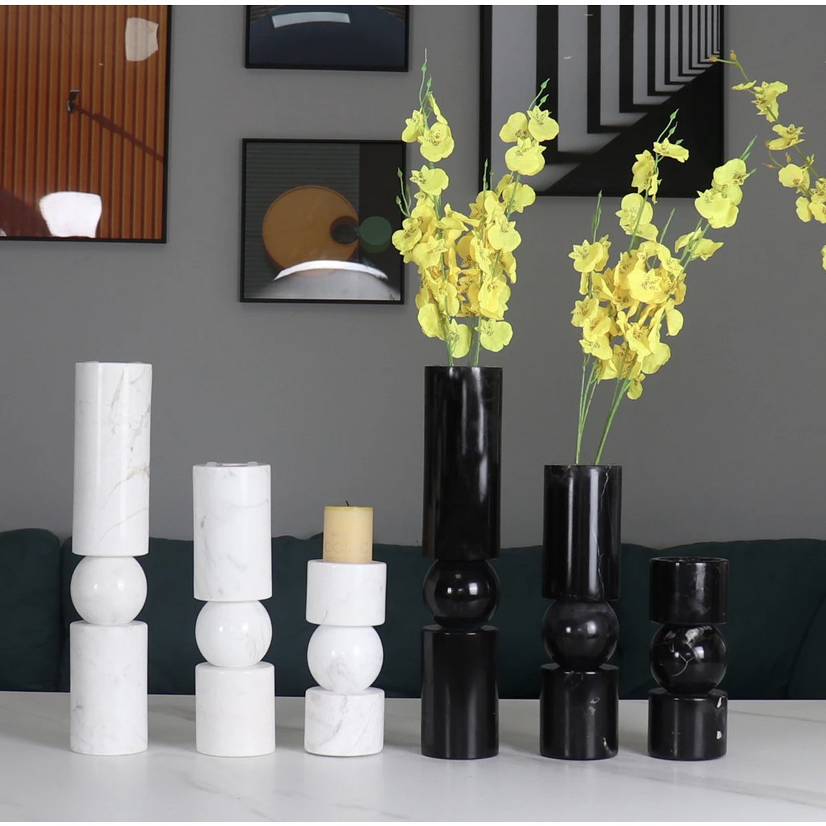 KANDELAAR | MARBLE | WHITE S H19.5cm*W8cm D 8cm