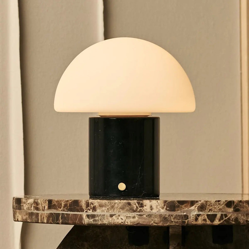 Maris Black / Nero Marquina - Klassiek oplaadbare marmeren tafellamp met 3 lichte kleuren en dimfunctie