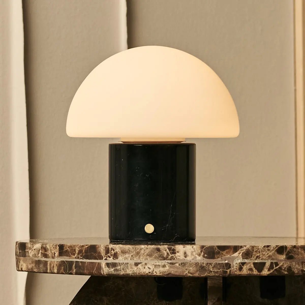 Maris Black / Nero Marquina - Klassiek oplaadbare marmeren tafellamp met 3 lichte kleuren en dimfunctie