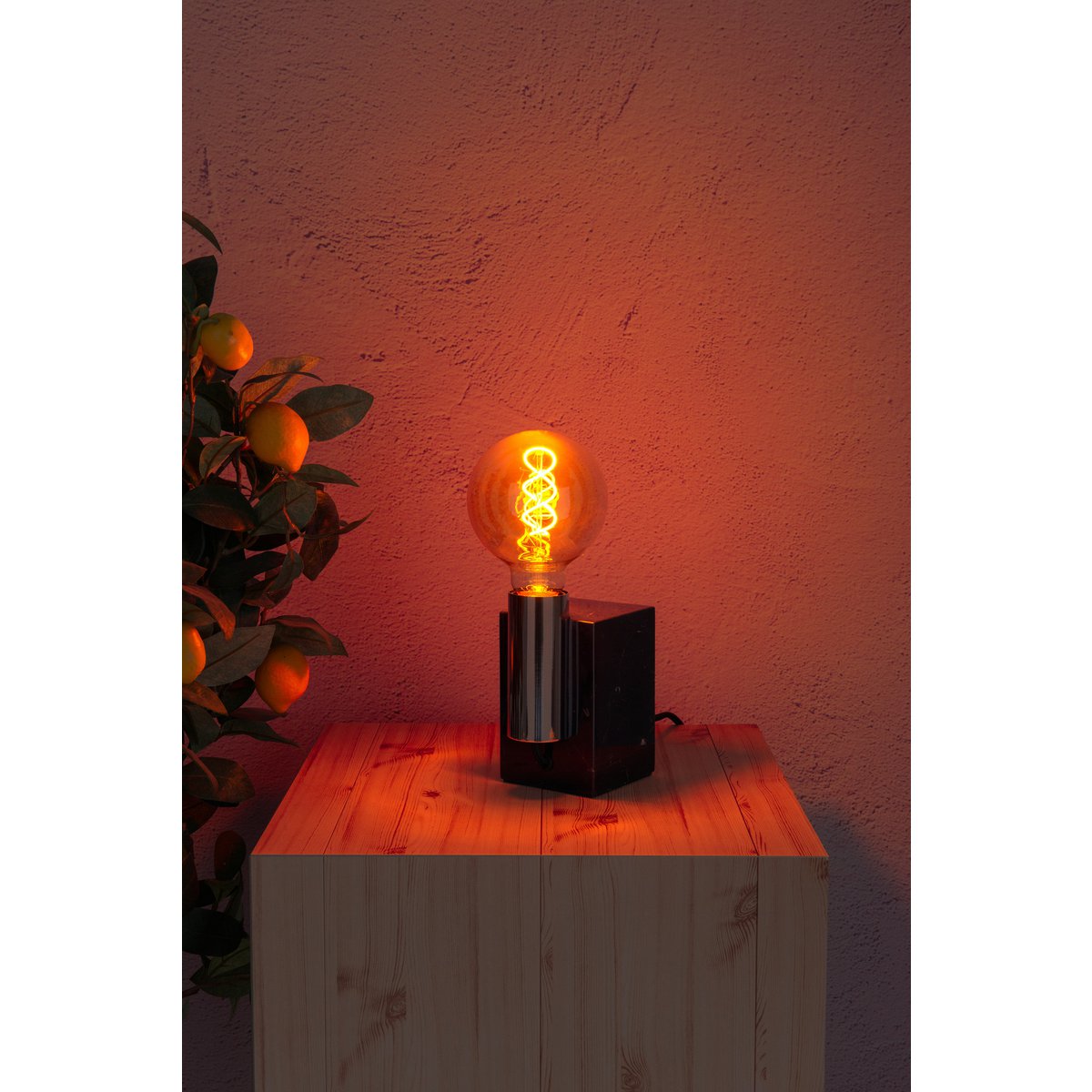 LED -lamp "Dilly" set van 3 met E27 -versie, 4 watt Ø 9,5 cm, gemaakt van metaal en glas, barnsteen