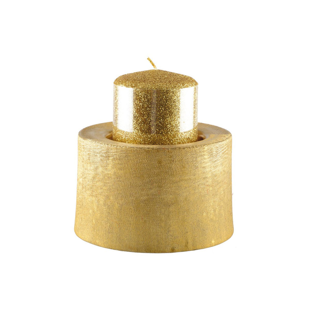 Gold Metal Candle Holder 12,5x12.5x8.5 cm