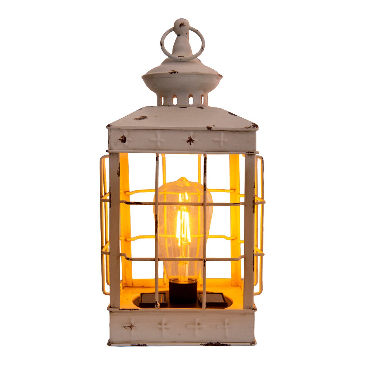 LED Decoratie Solar Light Lantern 31,5 cm hoog, antiek wit, gemaakt van metaal en plastic, LED geïntegreerd, voor buiten