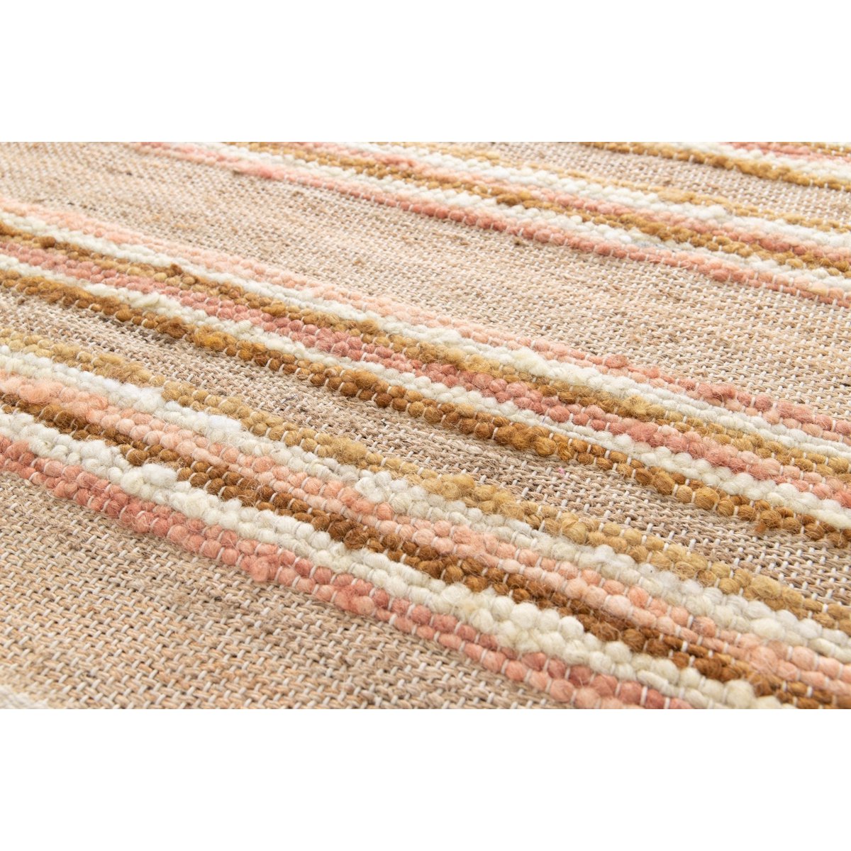 Handgemaakte wollen wollen tapijt en jute raj