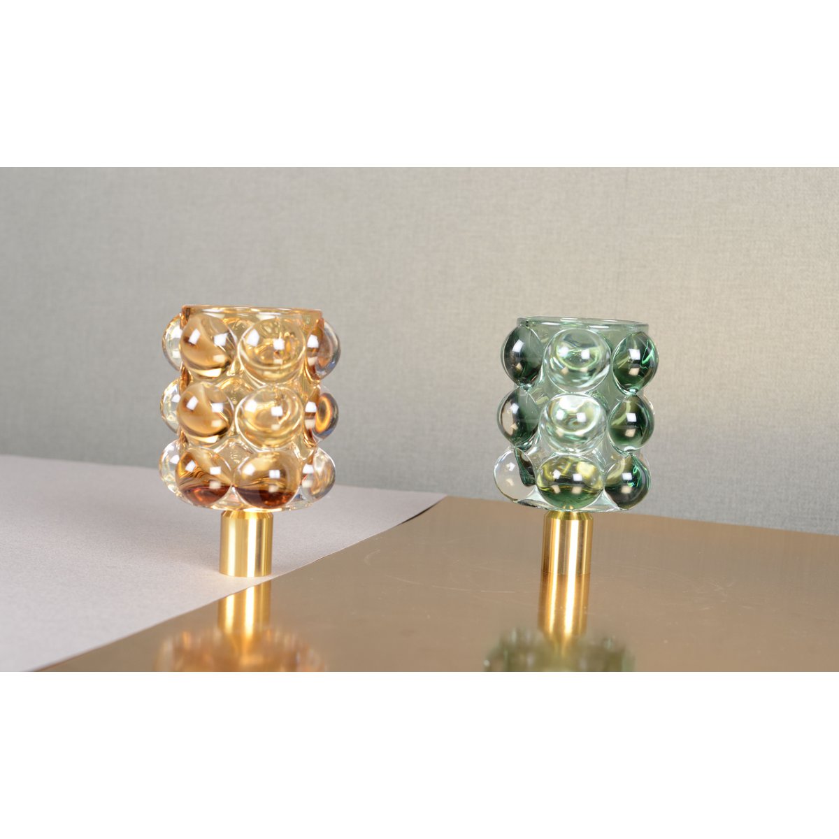 Gele en groene bubbel kandelaars - veel 2