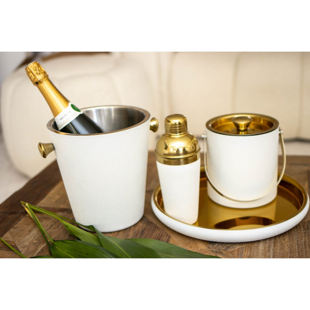 ECRU en gouden champagne -bucket 20.5x20.5x22cm