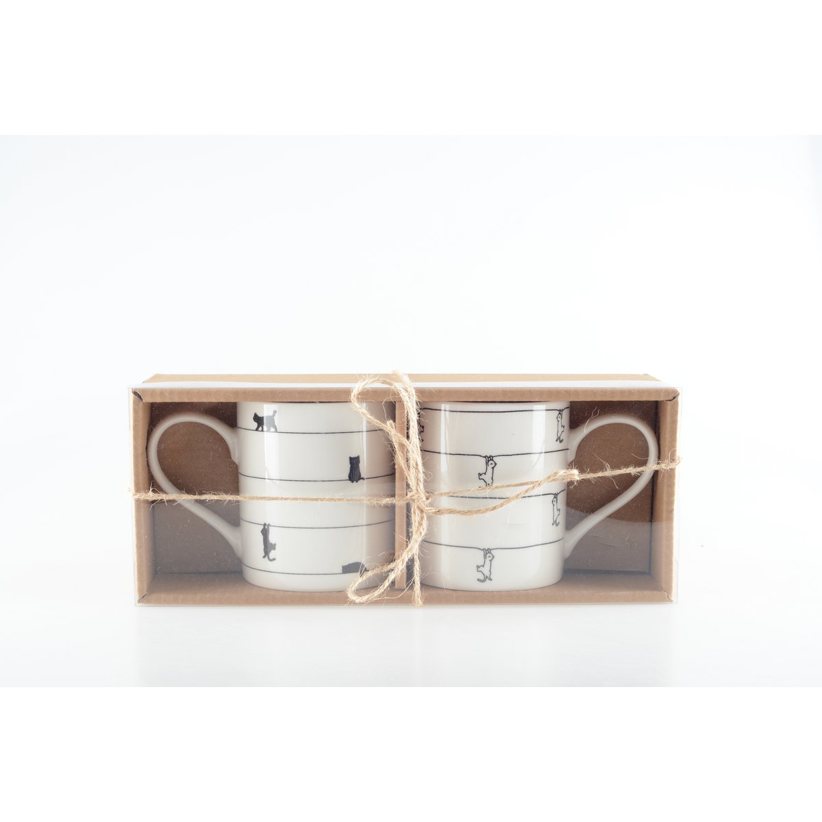 Witte theekopjes met kattenontwerp - set van 2