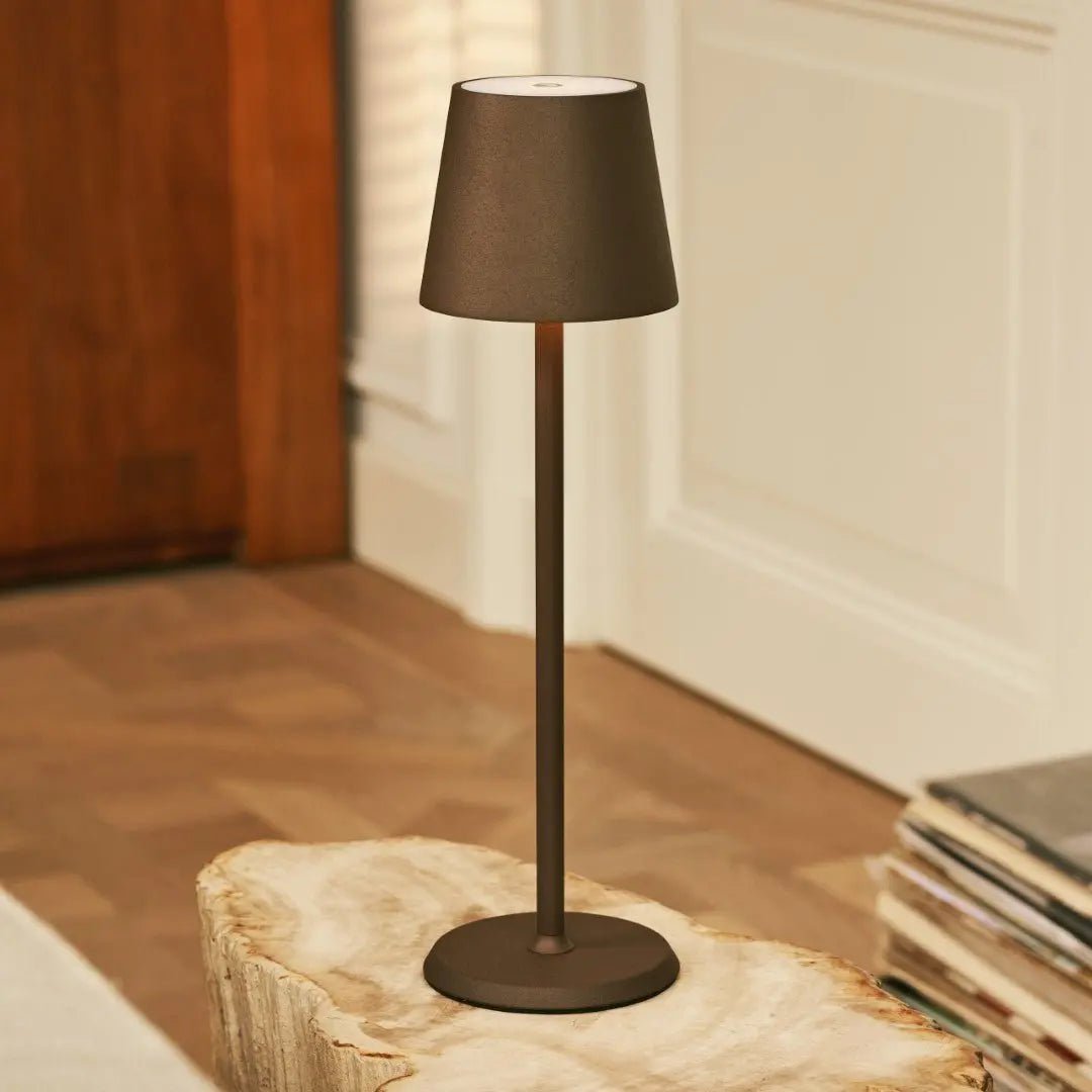 Jasper Mocha Brown - Draadloze lamp met batterij L metaal, dimable en 3 lichtstadia