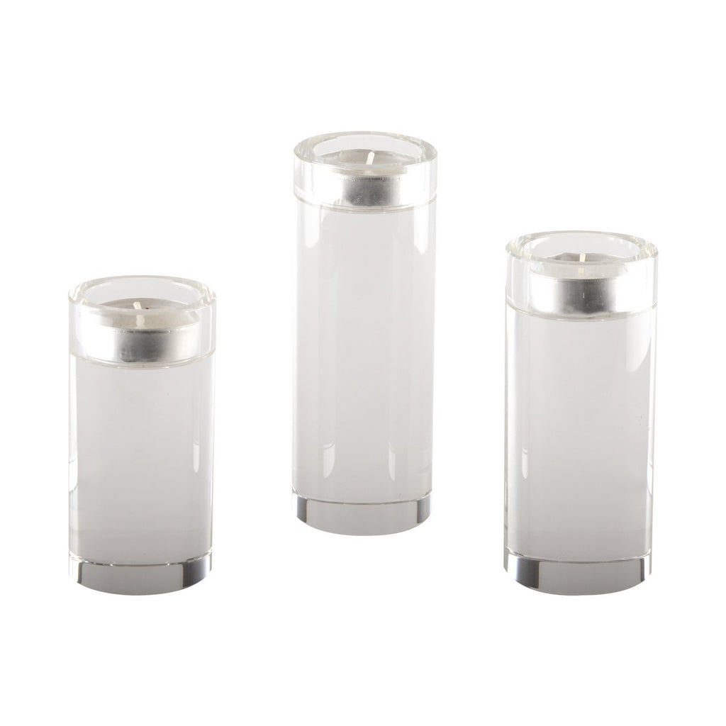 HOGE RONDE GLAZEN KAARSHOUDER H. 10 CM