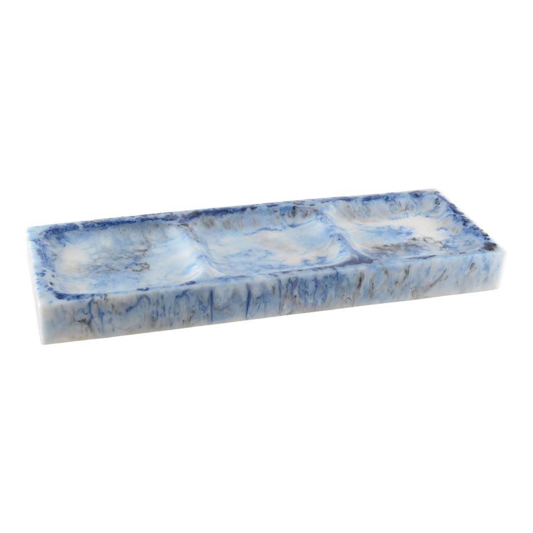 Aperitif Dish 3 Compartimenten / Blue Resin Cake Dish Cloud