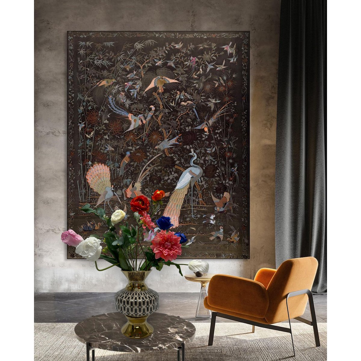 Vintage porseleinen vaas (CV10961-12-zwart-GROOT)