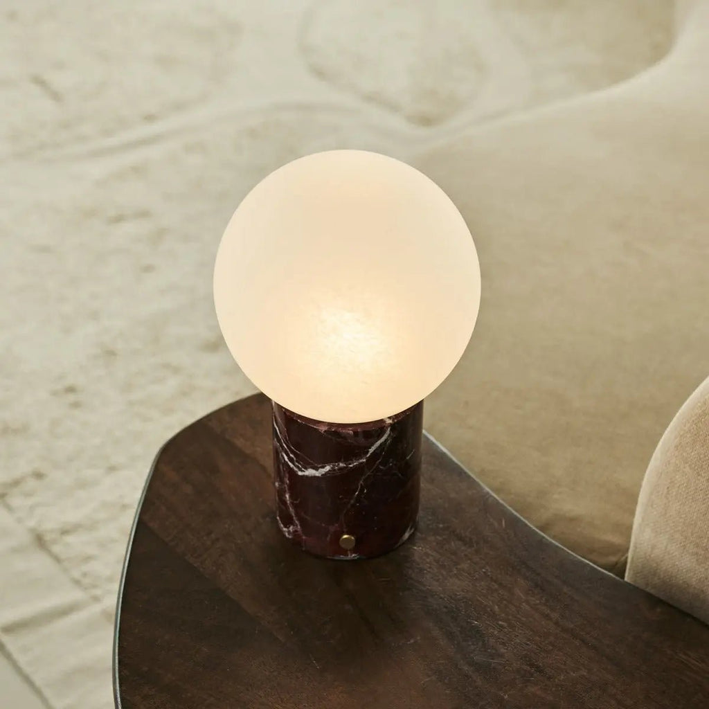 Metsu Rood / Rosso Levanto – Klassieke marmeren oplaadbare tafellamp met 3 lichtkleuren en dimfunctie