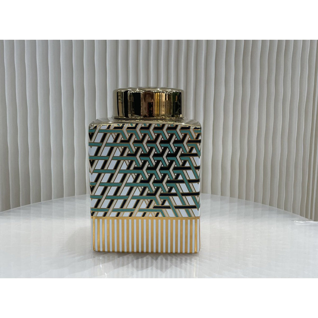 Vaas Groen met goud met dop ( SMALL) 7543-8