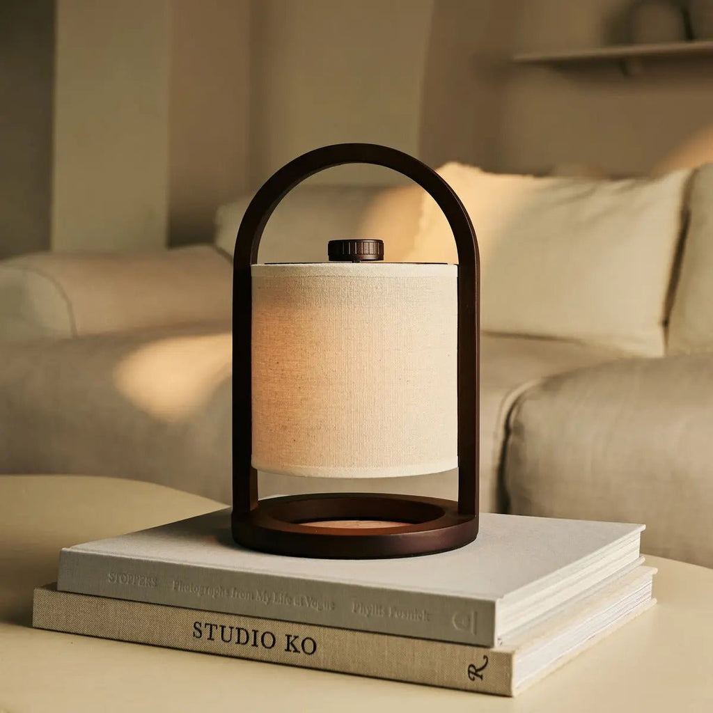 River Donkerbruine Draadloze Houten Lamp – Oplaadbaar & Dimbaar