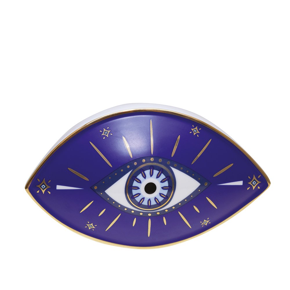 Donkerblauw decoratief oog 20x12x13,5 cm