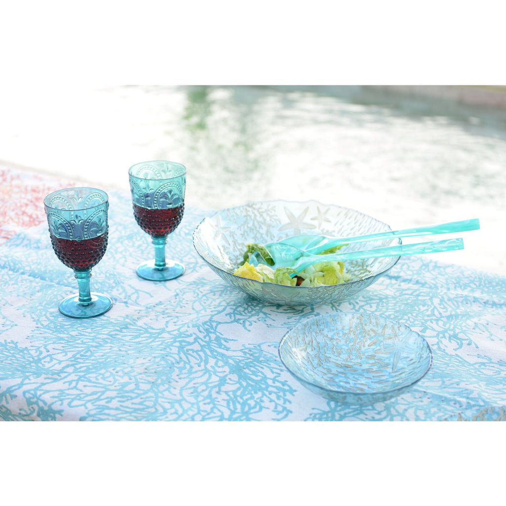 Zeeblauwe glazen kom 33x33x9cm