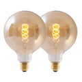 2 Set LED -lamp E27 -versie, 5 watt Ø 12,5 cm, metaal en glas, Amber