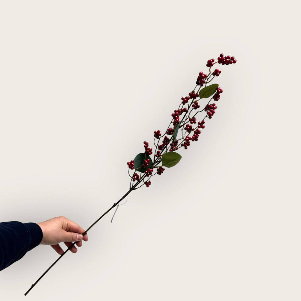 Rode Vrucht | Zijden kunstbloem | Lengte 83cm  1pcs