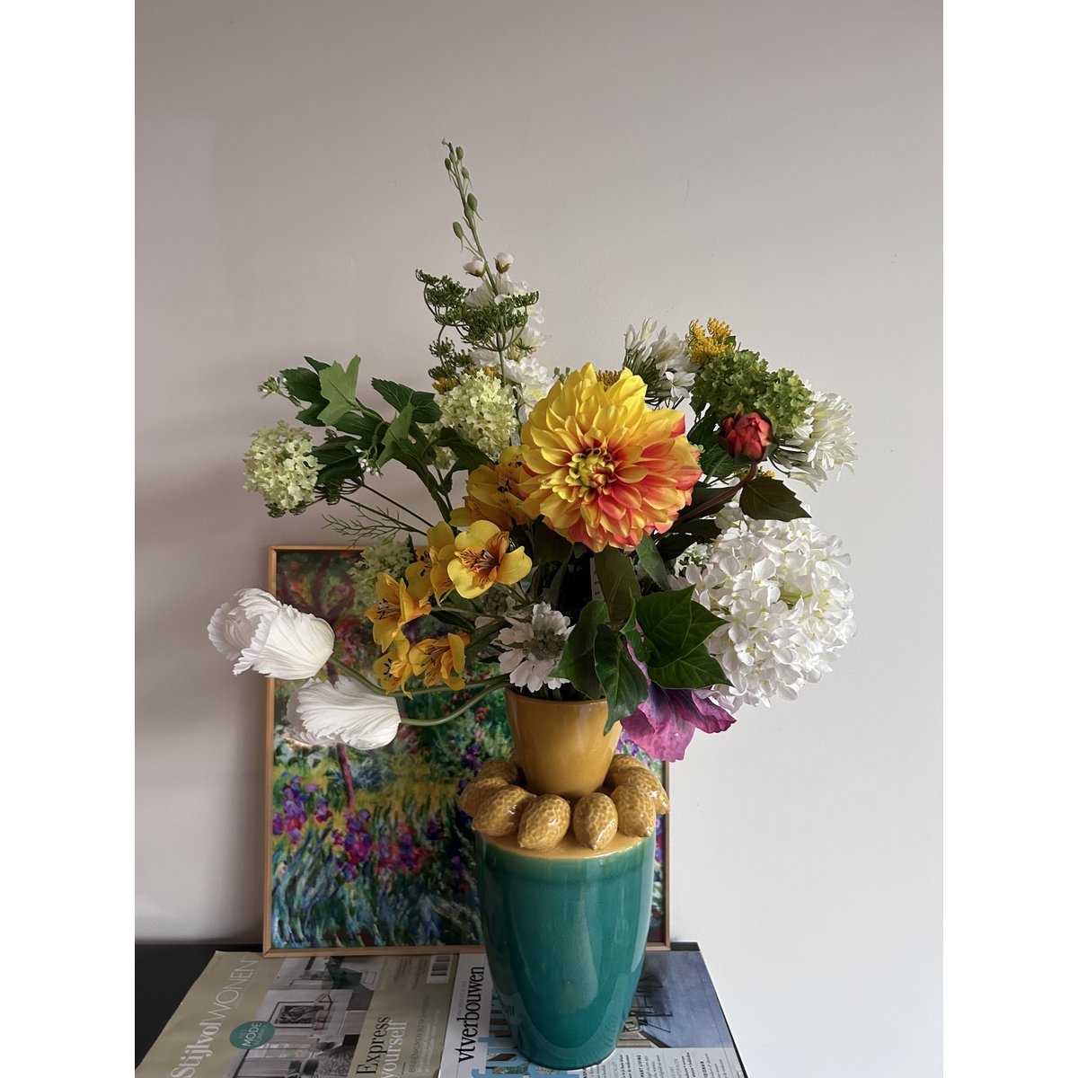 Zijden Bloemen met  Lemon Juice Vase H：37cm