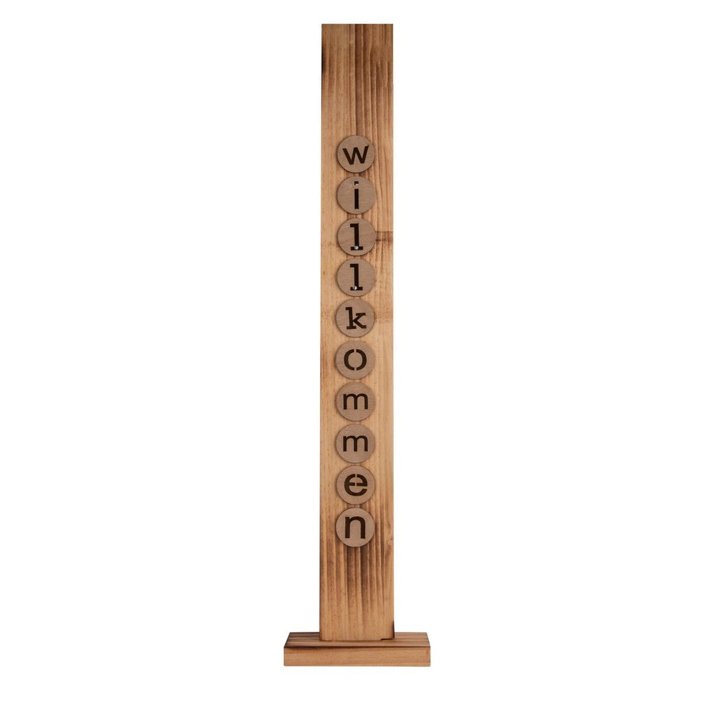 Led Wood Decolum "Welcome" gemaakt van natuurlijk hout met vaste LED's, kerstdecoratie voor buiten