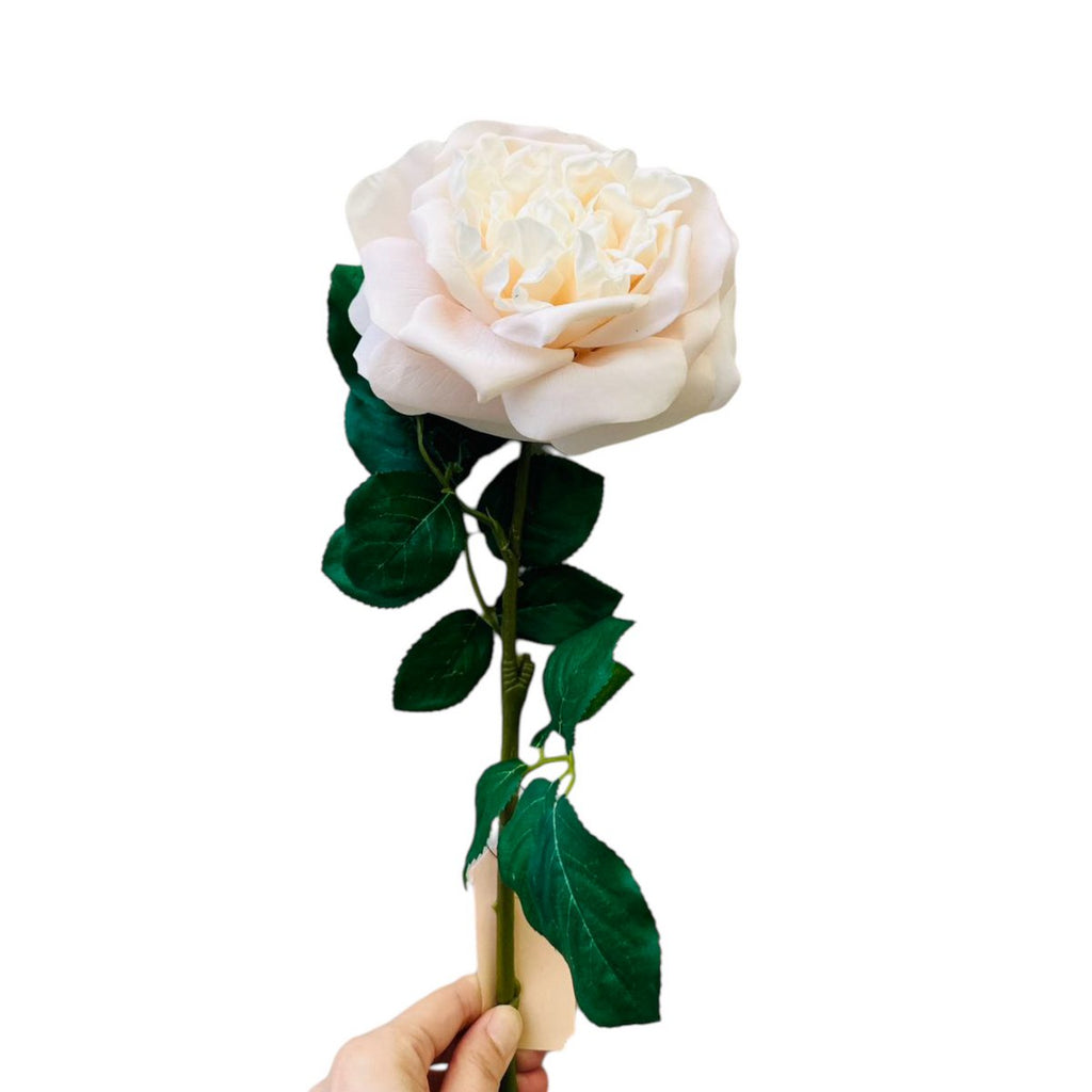 QMF Hand Touch Rose 65cm WIT 2PCS