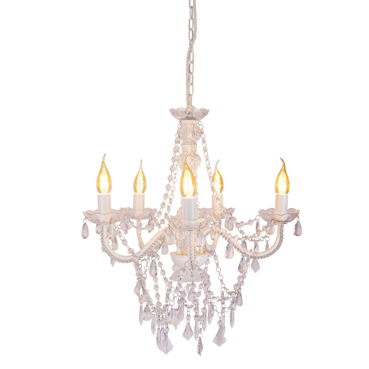 5 Kroon "Cecilia" voor E14 -aansluiting, Ø 52 cm, gemaakt van metaal en acryl, in wit