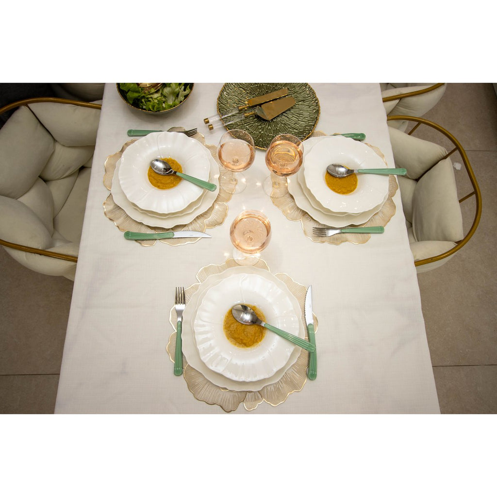 Huishouden 24 stuks in zilver met groen handvat