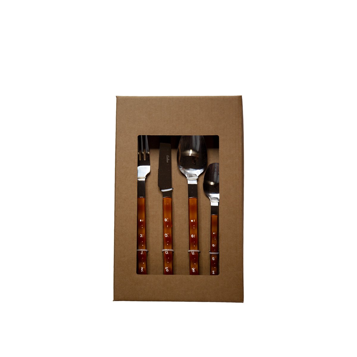 Huishouden 24 stuks in zilver met bruine handvat