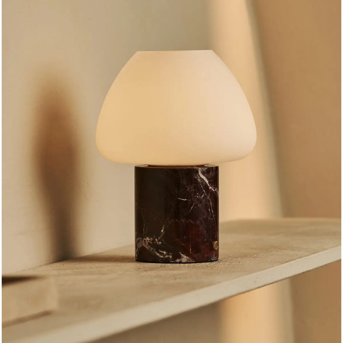 OSTADE ROOD / ROSSO Levanto - Unieke marmeren oplaadbare tafellamp met 3 lichte kleuren en dimfunctie