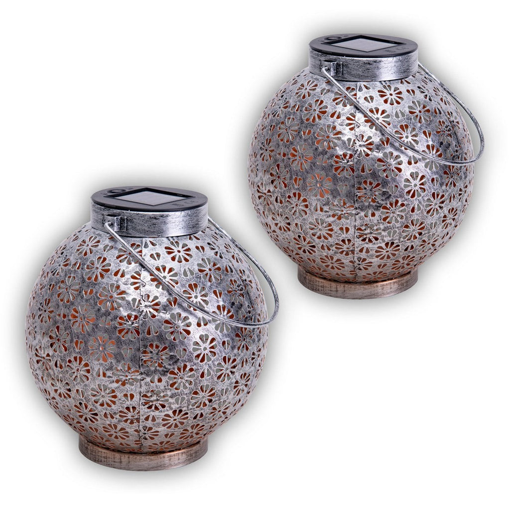 2 Set LED Decoratie Zonnelicht Ø 18 cm Buiten Decoratie gemaakt van metaal in zilver met geïntegreerde LED's