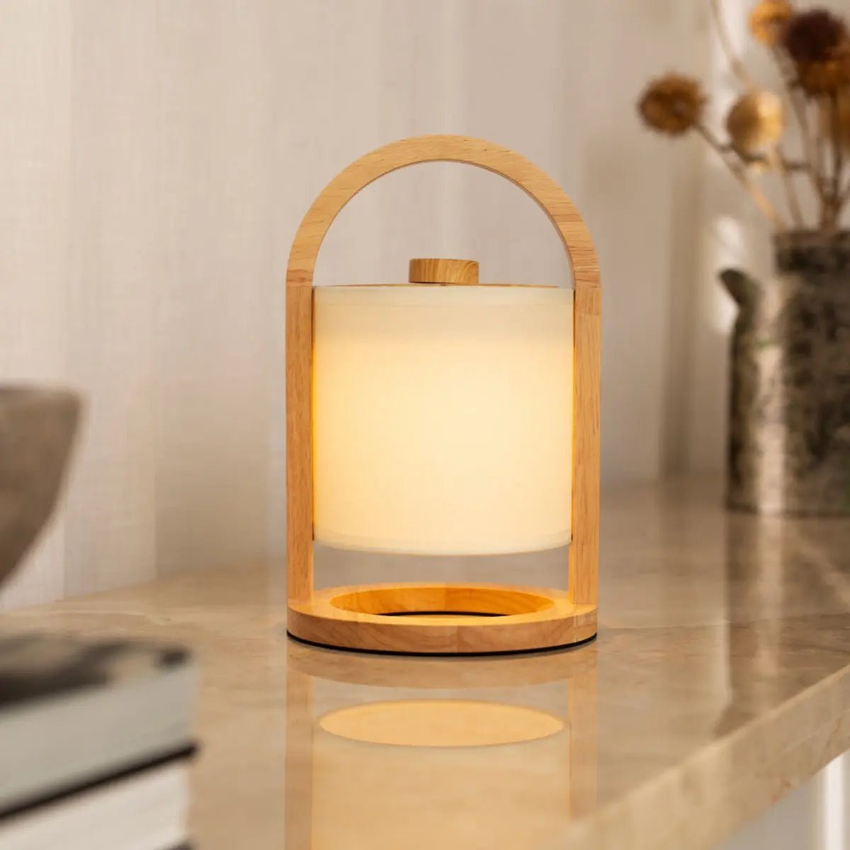 River Light Bruine Houten Oplaadbare Lamp – Dimbaar & Snoerloos Licht