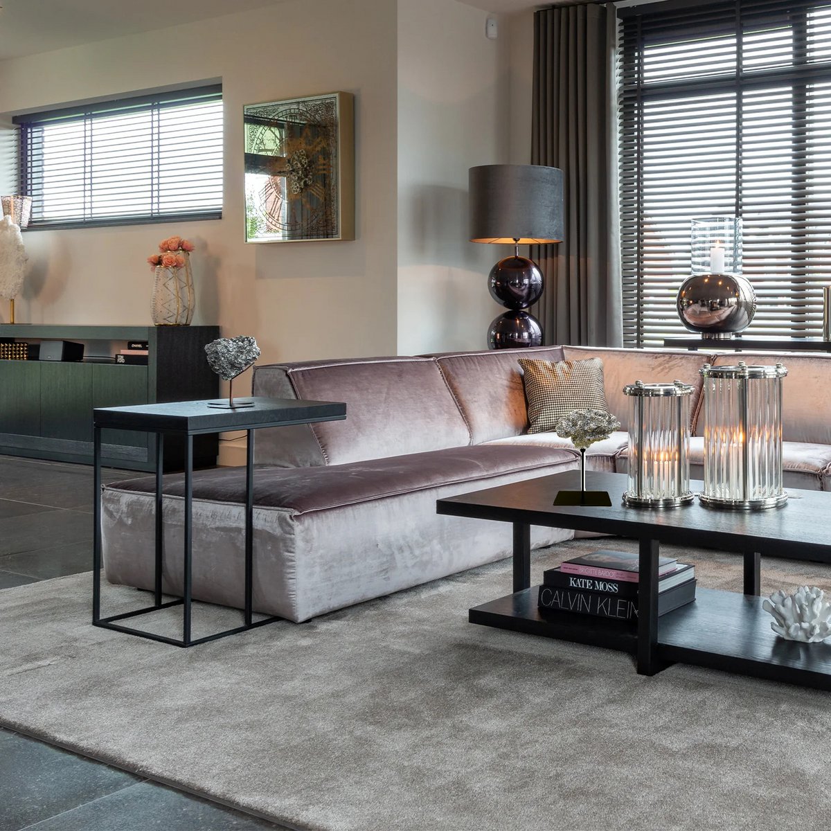 Coral collectie met metalen standaard ( champagnekleur)