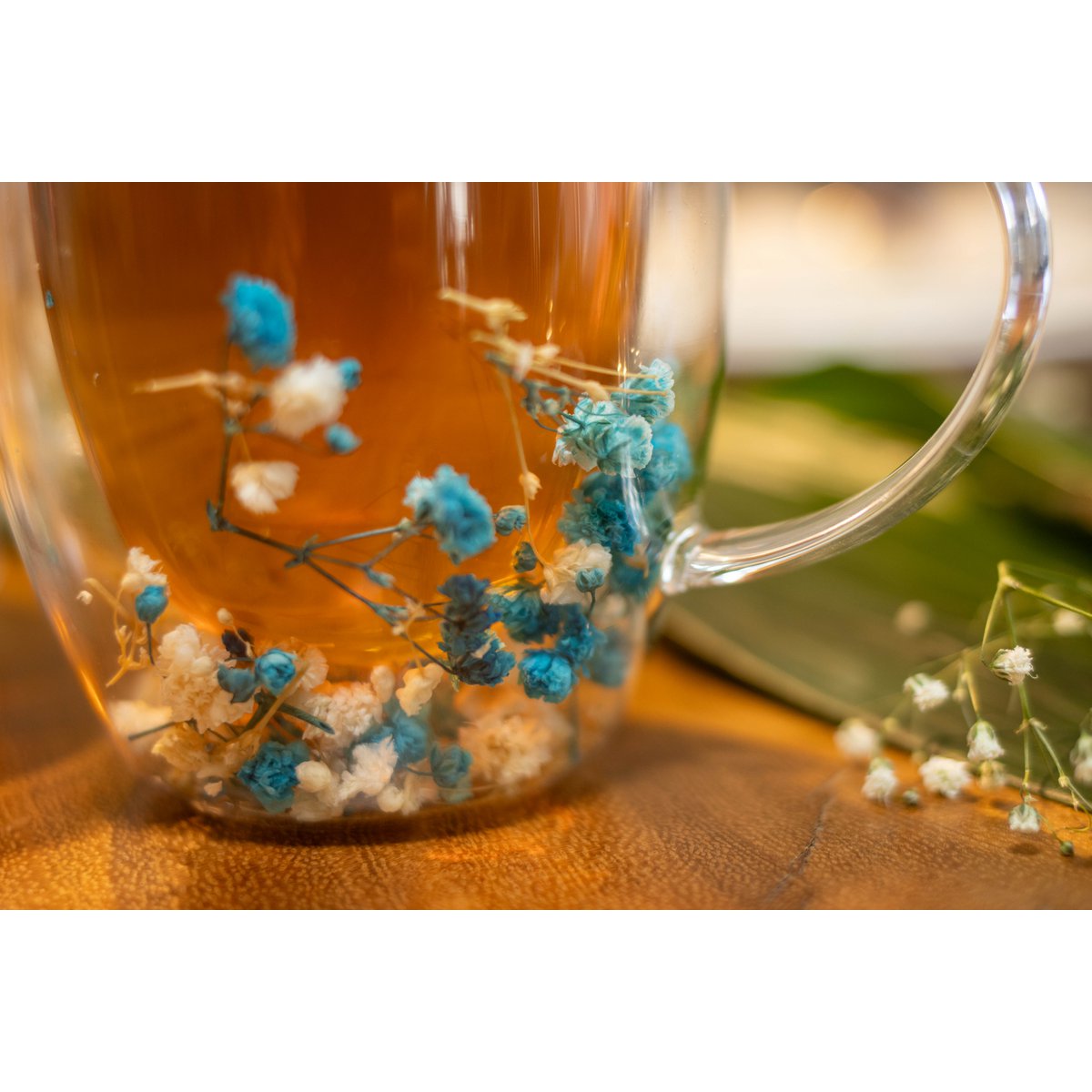 Dubbele wall theekopjes blauwe en witte bloemen 350 ml -lot van 2